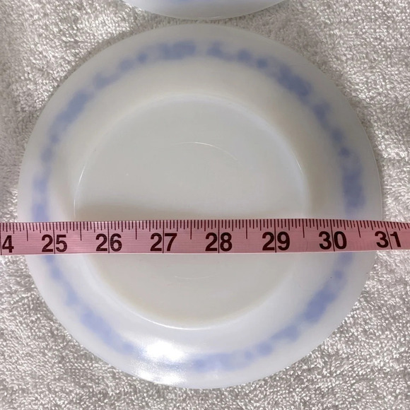 Vintage Termo-Rey Milk Glass Salad Plates W  Blue Floral Pattern x4 - Picture 8 of 9